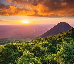 El Salvador mountains with sunset